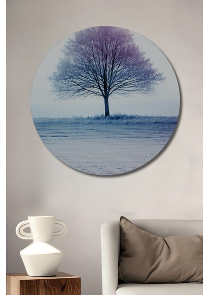 Buzlu Ağaç Pastel Boya Görünümlü Dekoratif Ahşap Ev/işyeri/ofis Yuvarlak Tablo
