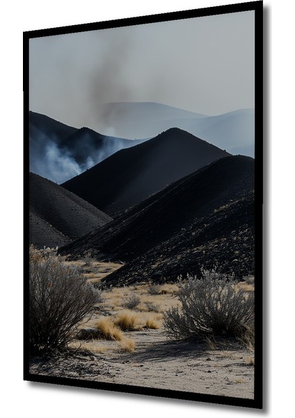 Çerçeve Görünümlü Dumanlı Dağlar Modern Sanat Dekoratif Ahşap Görünümlü Ev/işyeri/ofis Kare Tablo fiyatları