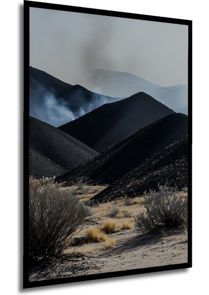 Çerçeve Görünümlü Dumanlı Dağlar Modern Sanat Dekoratif Ahşap Görünümlü Ev/işyeri/ofis Kare Tablo modelleri