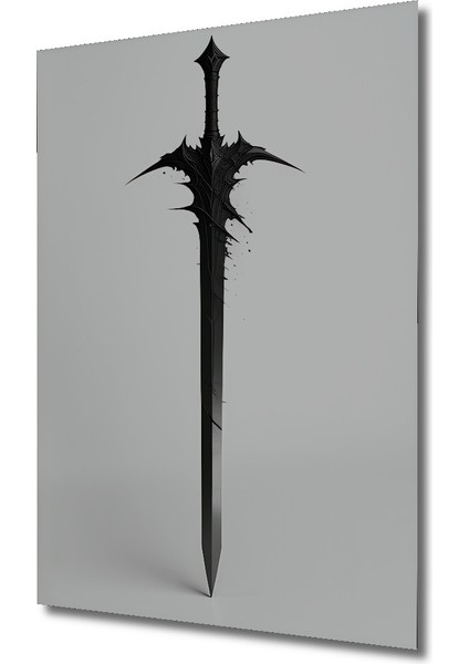Karanlık Stilize Kılıç Kara Kalem Görünümlü Dekoratif Ahşap Ev/işyeri/ofis Kare Tablo fiyatları