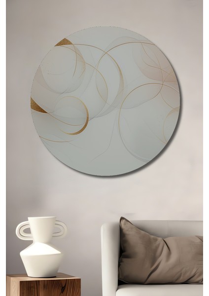Altın Çemberler Soyut Modern Sanat Dekoratif Ahşap Ev/işyeri/ofis Yuvarlak Tablo