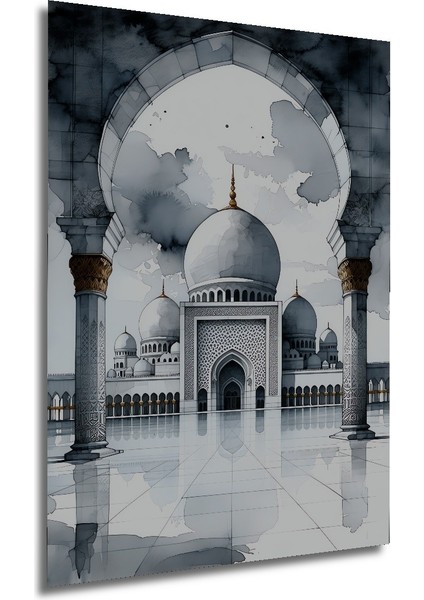 Şeyh Zayed Camii Sulu Boya Görünümlü Dekoratif Ahşap Ev/işyeri/ofis Kare Tablo modelleri