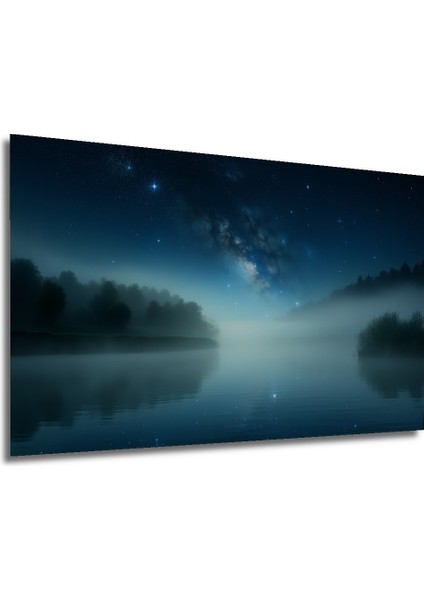 Mistik Göl Manzarası Yağlı Boya Görünümlü Dekoratif Ahşap Ev/işyeri/ofis Kare Tablo modelleri