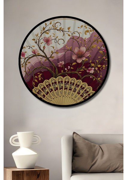 Çerçeve Görünümlü Osmanlı Esintili Çiçek Bahçesi Dekoratif Ahşap Ev/işyeri/ofis Yuvarlak Tablo