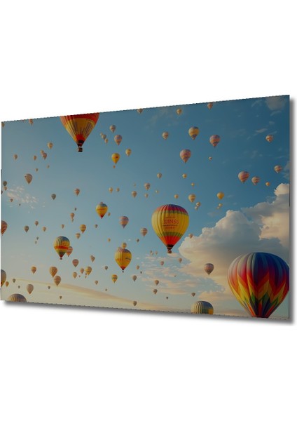 Gökyüzünde Balonlar Yağlı Boya Görünümlü Dekoratif Ahşap Ev/işyeri/ofis Kare Tablo fiyatları