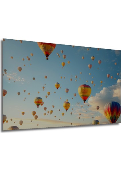 Gökyüzünde Balonlar Yağlı Boya Görünümlü Dekoratif Ahşap Ev/işyeri/ofis Kare Tablo modelleri