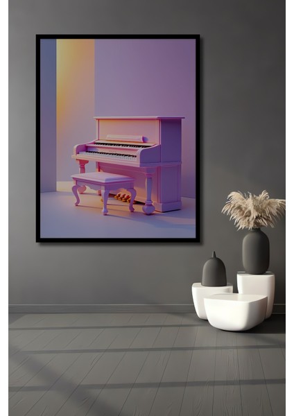 Çerçeve Görünümlü Pembe Rüya Piyano Modern Sanat Dekoratif Ahşap Ev/işyeri/ofis Kare Tablo