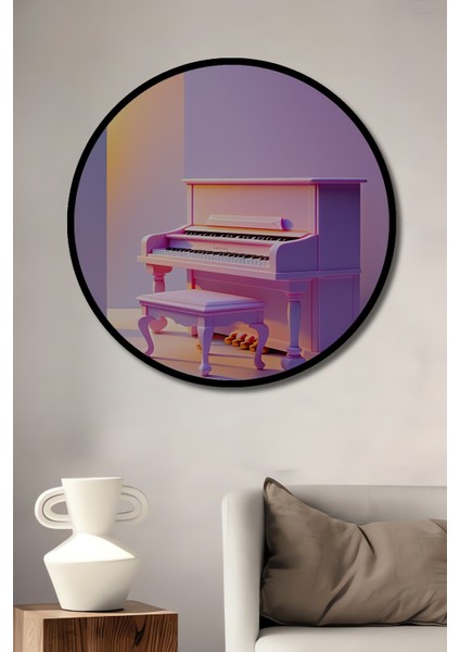 Çerçeve Görünümlü Pembe Rüya Piyano Modern Sanat Dekoratif Ahşap Ev/işyeri/ofis Yuvarlak Tablo