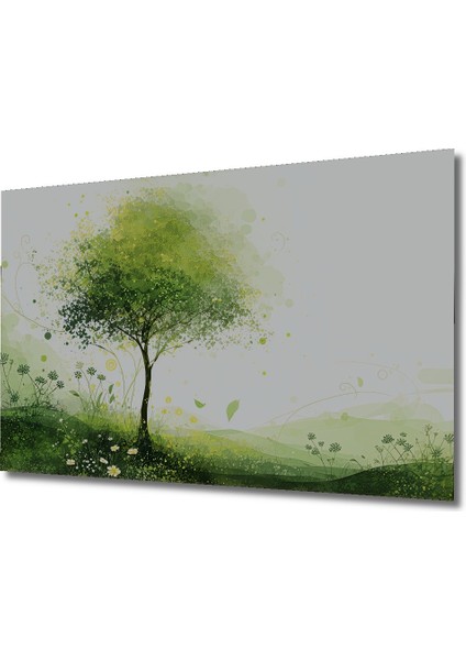 Yeşil Bahar Sulu Boya Görünümlü Dekoratif Ahşap Ev/işyeri/ofis Kare Tablo fiyatları