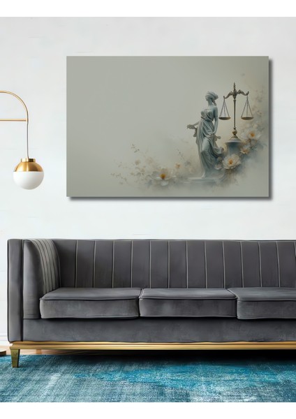 Adalet Tanrıçası Çiçek Bahçesi Yağlı Boya Görünümlü Dekoratif Ahşap Ev/işyeri/ofis Kare Tablo