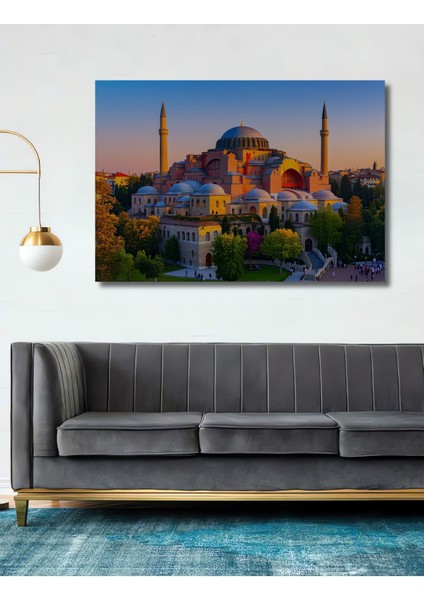 Ayasofya Camii Yağlı Boya Görünümlü Dekoratif Ahşap Ev/işyeri/ofis Kare Tablo