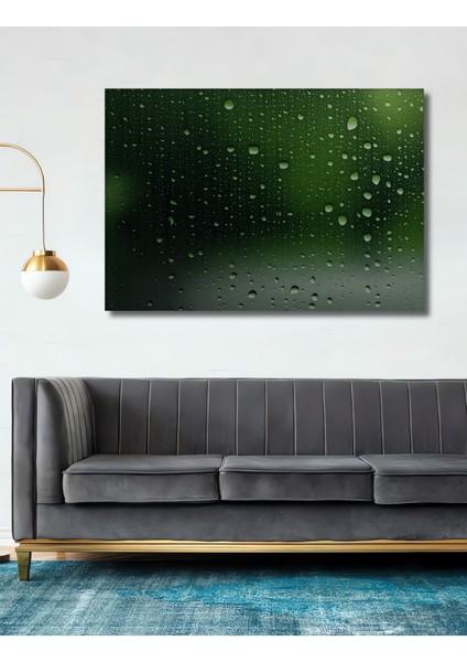 Yeşil Yağmur Damlaları Modern Sanat Dekoratif Ahşap Ev/işyeri/ofis Kare Tablo