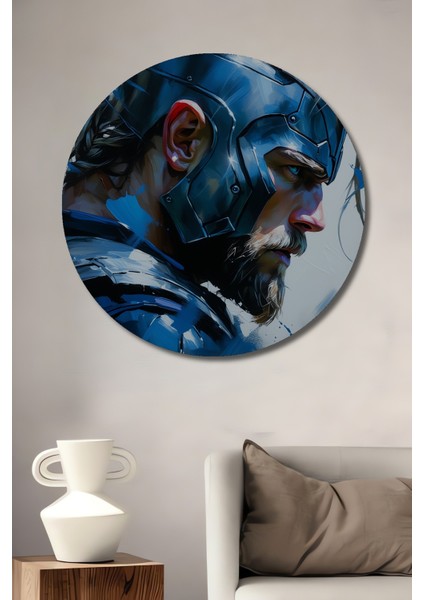 Thor Çekiçsiz Yağlı Boya Görünümlü Dekoratif Ahşap Ev/işyeri/ofis Yuvarlak Tablo