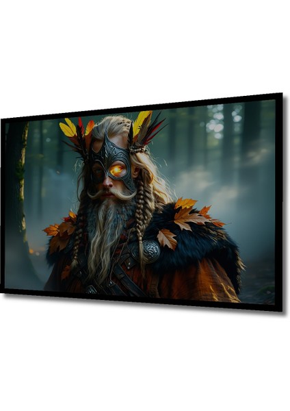 Çerçeve Görünümlü Viking Savaşçı Yağlı Boya Görünümlü Dekoratif Ahşap Ev/işyeri/ofis Kare Tablo fiyatları