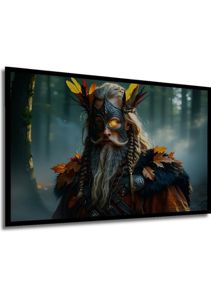 Çerçeve Görünümlü Viking Savaşçı Yağlı Boya Görünümlü Dekoratif Ahşap Ev/işyeri/ofis Kare Tablo modelleri