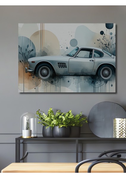 Zamansız Araba Sulu Boya Görünümlü Dekoratif Ahşap Ev/işyeri/ofis Kare Tablo