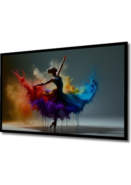 Çerçeve Görünümlü Renklerin Dansı Yağlı Boya Görünümlü Dekoratif Ahşap Ev/işyeri/ofis Kare Tablo fiyatları