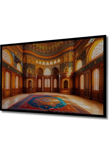 Çerçeve Görünümlü Muhteşem Saray Ihtişam Yağlı Boya Görünümlü Dekoratif Ahşap Ofis Kare Tablo fiyatları