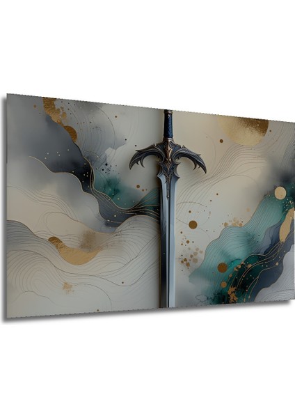 Epik Kılıç Sulu Boya Görünümlü Dekoratif Ahşap Ev/işyeri/ofis Kare Tablo modelleri