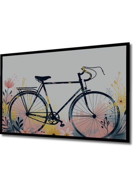 Çerçeve Görünümlü Çiçekli Bisiklet Sulu Boya Görünümlü Dekoratif Ahşap Ev/işyeri/ofis Kare Tablo fiyatları