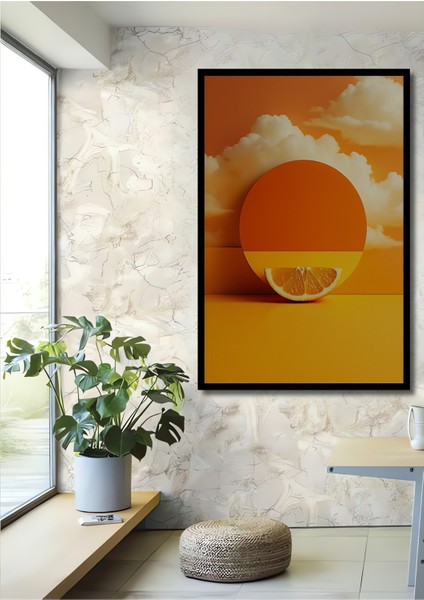 Çerçeve Görünümlü Modern Turuncu Rüyası Portakal Dilimi Dekoratif Ahşap Ev/işyeri/ofis Kare Tablo