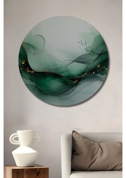 Zümrüt Çağlayanı Soyut Sanat Dekoratif Ahşap Ev/işyeri/ofis Yuvarlak Tablo