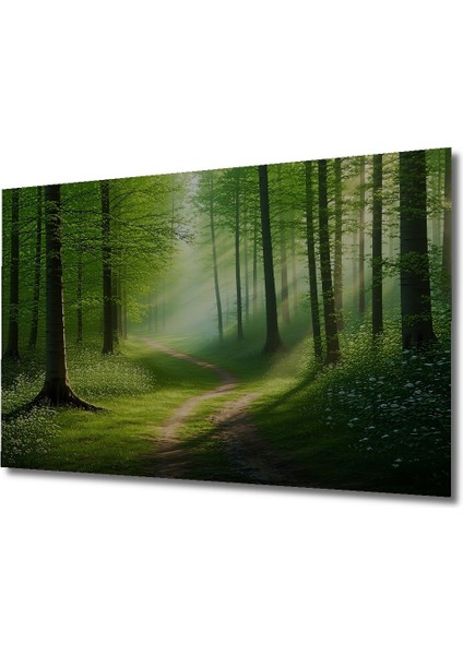 Yeşil Orman Yolu Yağlı Boya Görünümlü Dekoratif Ahşap Ev/işyeri/ofis Kare Tablo fiyatları