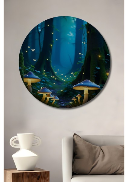 Rüya Gibi Mantar Ormanı Yağlı Boya Görünümlü Dekoratif Ahşap Dekoratif Ev/işyeri/ofis Tablo