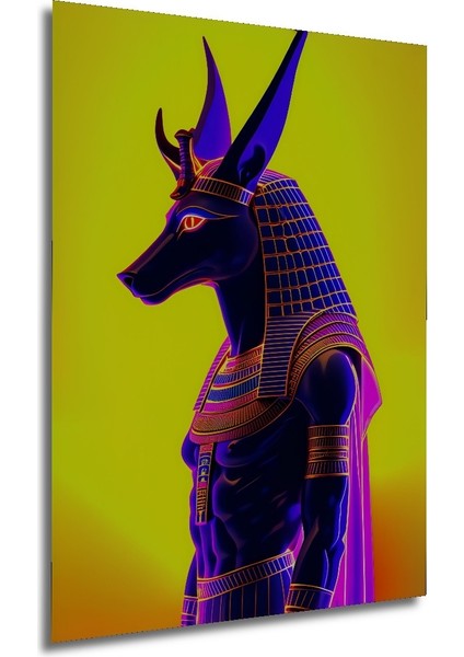 Anubis Tanrısı Neon Işığında Yağlı Boya Görünümlü Ev/işyeri/ofis Dekoratif Ahşap Kare Tablo modelleri