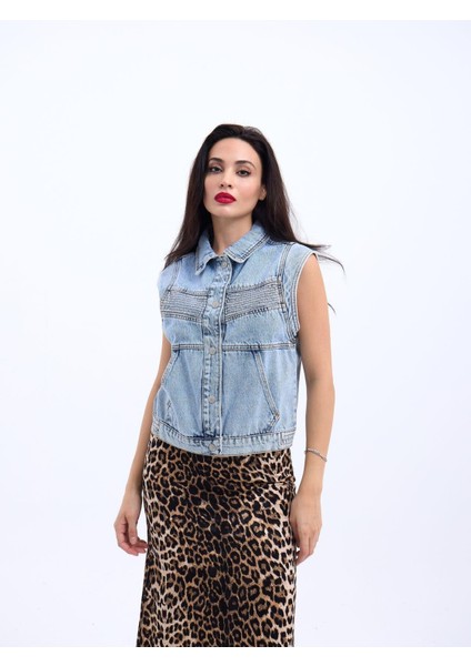 Ezel Glory 6779 Kot Yelek-Mavi