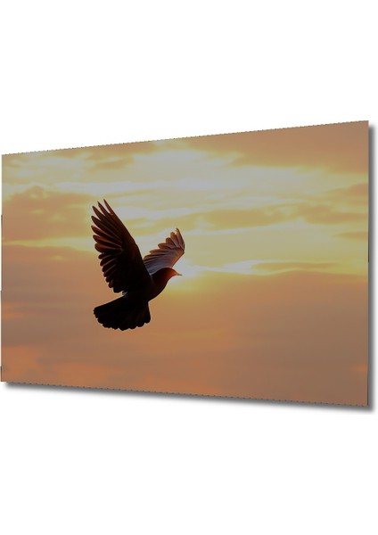 Gün Batımında Uçan Güvercin Yağlı Boya Görünümlü Dekoratif Ahşap Ev/işyeri/ofis Kare Tablo fiyatları
