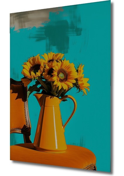 Modern Sanat Turuncu Vazo Içinde Ayçiçekleri Yağlı Boya Görünümlü Dekoratif Ev/işyeri/ofis Tablo fiyatları