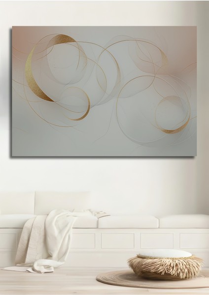 Altın Çemberler Soyut Modern Sanat Dekoratif Ahşap Ev/işyeri/ofis Kare Tablo