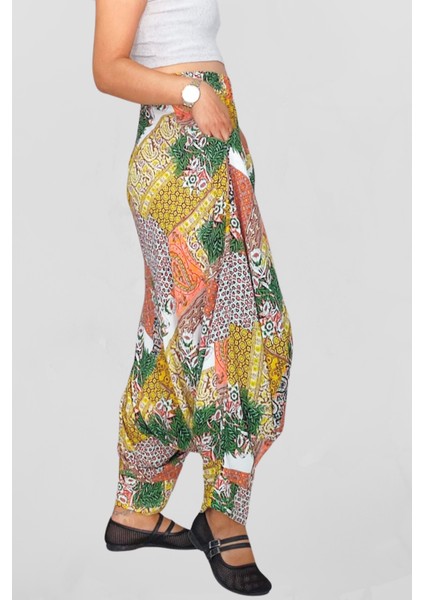 Viskon Kumaş Çift Cepli Bohem Tarzı Kadın Şalvar fırsatları