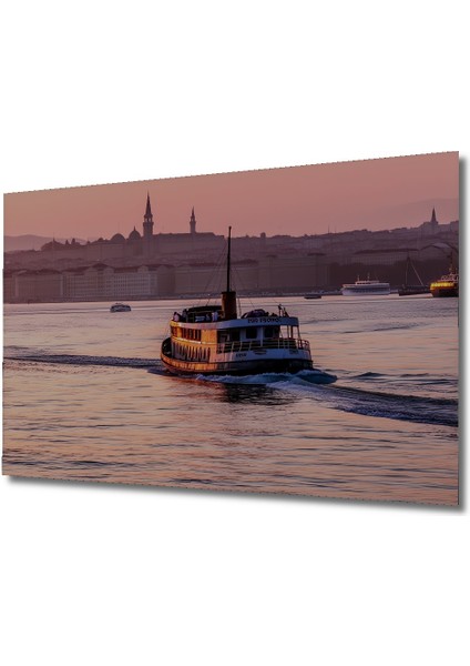 Istanbul Vapuru ve Tarihi Silüet Yağlı Boya Görünümlü Dekoratif Ahşap Ev/işyeri/ofis Kare Tablo fiyatları