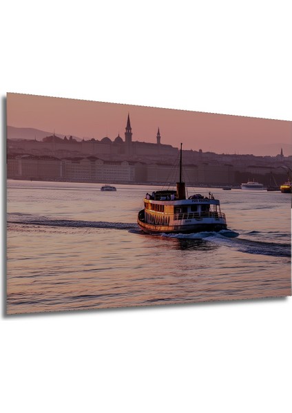 Istanbul Vapuru ve Tarihi Silüet Yağlı Boya Görünümlü Dekoratif Ahşap Ev/işyeri/ofis Kare Tablo modelleri