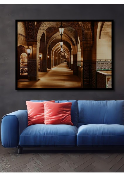 Çerçeve Görünümlü Mistik Osmanlı Sarayı Yağlı Boya Görünümlü Dekoratif Ahşap Işyeri/ofis Kare Tablo
