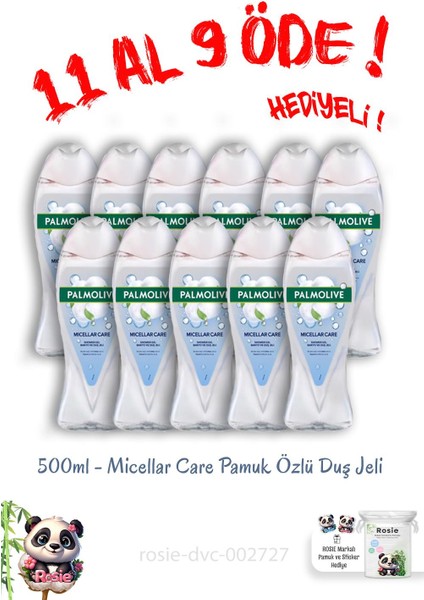 Micellar Care 11 AL 9 ÖDE Pamuk Özlü Duş Jeli 500 ml ve Rosie Hediye