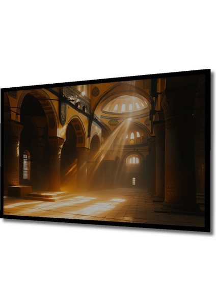 Çerçeve Görünümlü Hagia Sophia Ilahi Işıklar Yağlı Boya Görünümlü Dekoratif Ahşap Ofis Kare Tablo fiyatları