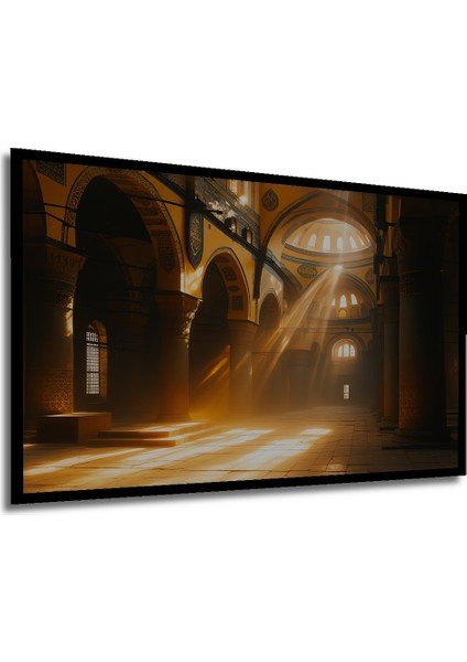 Çerçeve Görünümlü Hagia Sophia Ilahi Işıklar Yağlı Boya Görünümlü Dekoratif Ahşap Ofis Kare Tablo modelleri