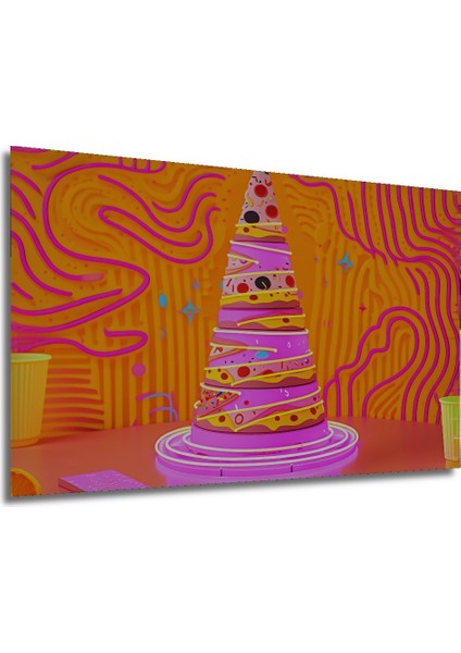 Pizza Donut Kulesi Neon Işıklar Modern Sanat Dekoratif Ahşap Ev/işyeri/ofis Kare Tablo modelleri