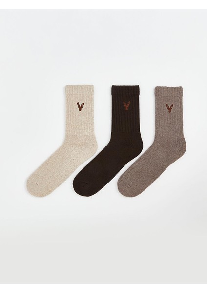 Nakışlı Erkek Soket Çorap 3'lü (W5)