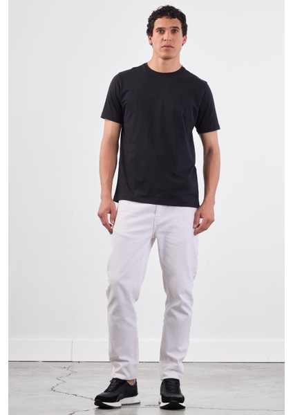 Siyah Bisiklet Yaka Pamuklu Düz Renk Slim Fit Erkek T-Shirt modelleri