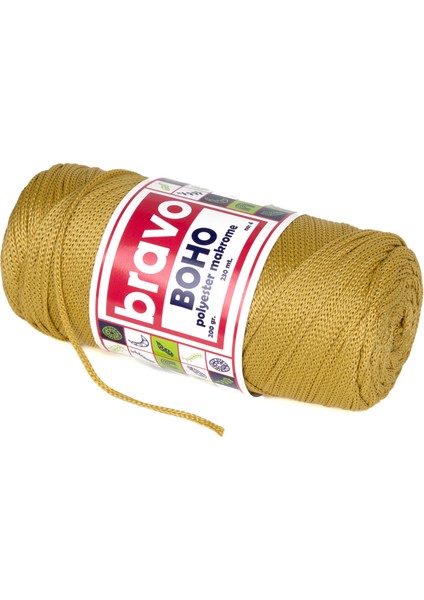 Boho Polyester Makrome Iplik 200 gr 230 Metre 4 mm (Renk Kodu: 50 )Gold