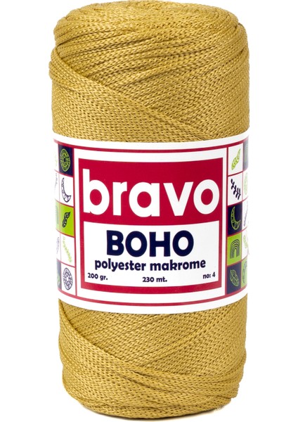 Boho Polyester Makrome Iplik 200 gr 230 Metre 4 mm (Renk Kodu: 50 )Gold fiyatları
