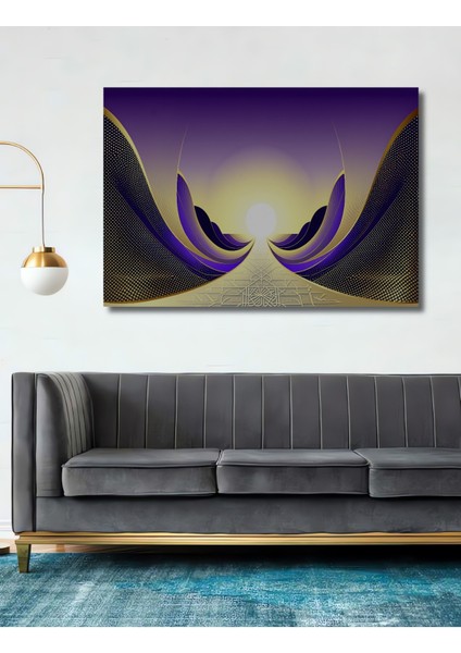 Mor Altın Işık Hüzmesi Soyut Sanat Ev/işyeri/ofis Dekoratif Ahşap Kare Tablo