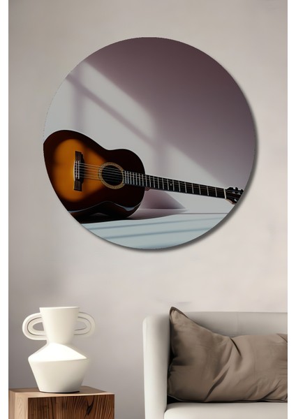 Gitarın Melodisi Dekoratif Ahşap Ev/işyeri/ofis Yuvarlak Tablo