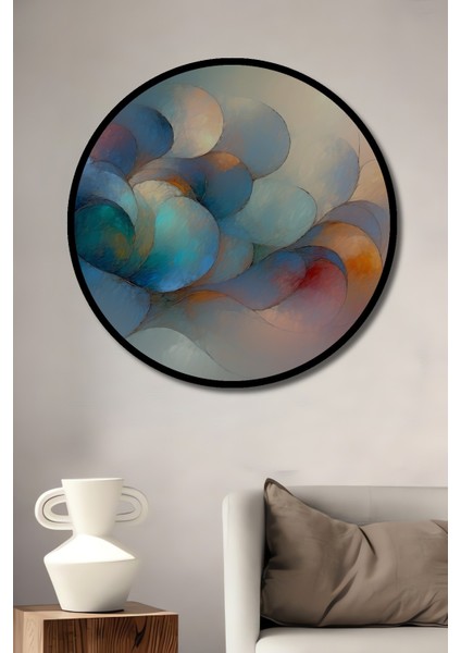 Çerçeve Görünümlü Pastel Rüya Geometrik Modern Sanat Dekoratif Ahşap Ev/işyeri/ofis Yuvarlak Tablo