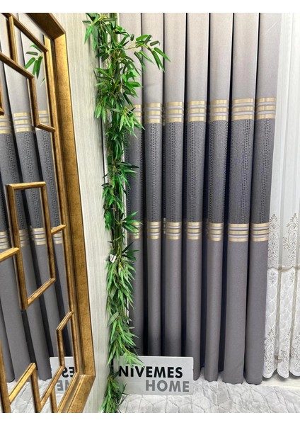 Mızraklı FT632256 V-5403 Gri 1/3 Sık Pile Fon Perde Apm