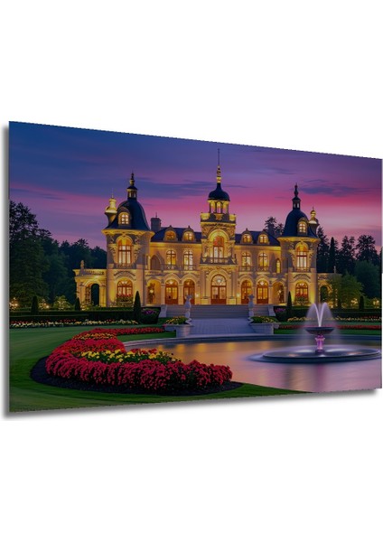 Muhteşem Şato Yağlı Boya Görünümlü Dekoratif Ahşap Ev/işyeri/ofis Kare Tablo modelleri